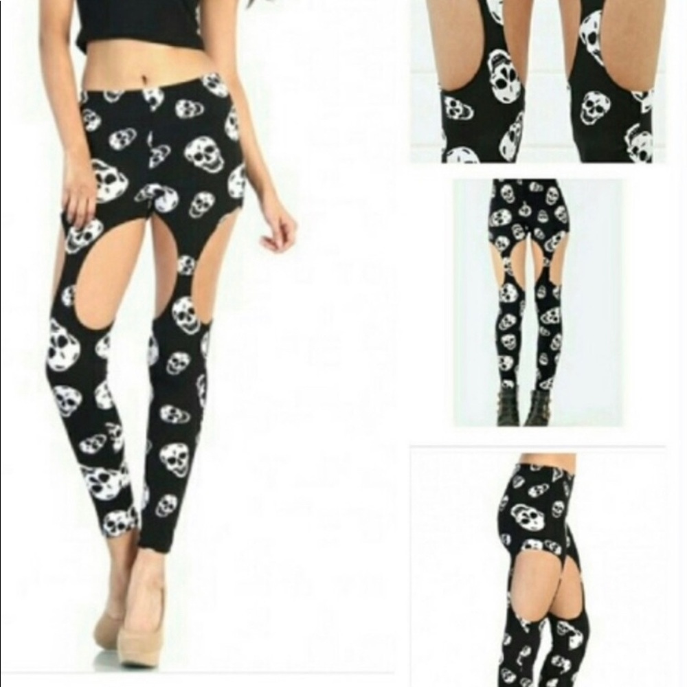 Skull print garter legging